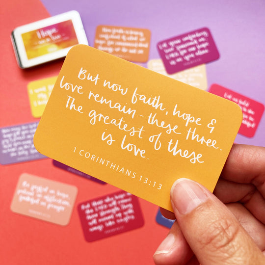 Hope in a Tin - 15 Hand-Lettered Scripture Cards