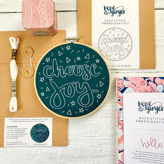 Choose Joy Blue and White embroidery kit