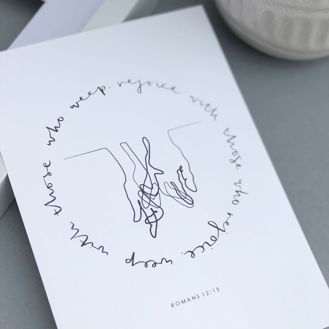 Romans 12:15 art print close up