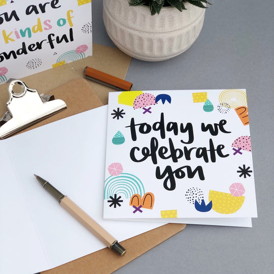 today we celebrate you unisex birthday card