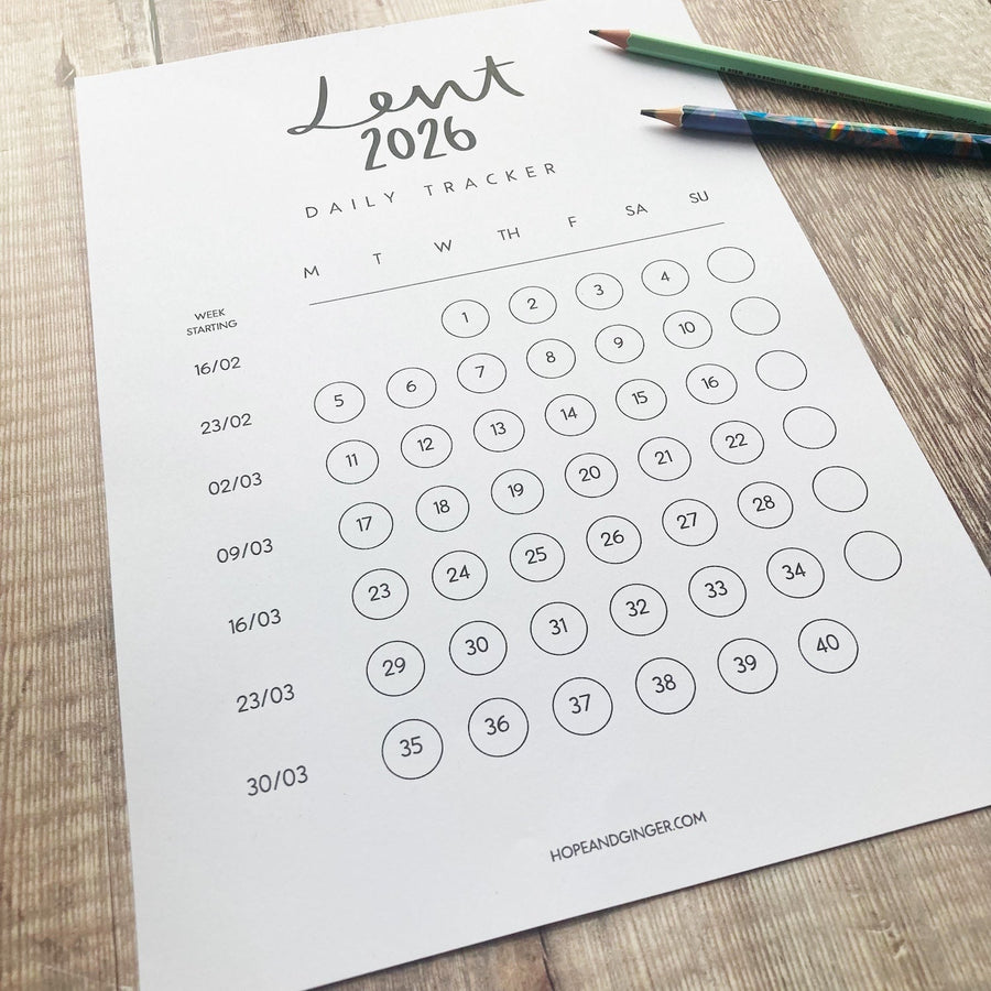 Lent Daily Tracker 2026 – Hope and Ginger