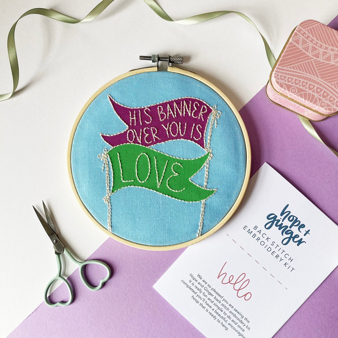 His Banner Over You is Love Christian Embroidery Kit
