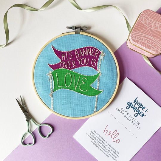 His Banner Over You is Love Christian Embroidery Kit
