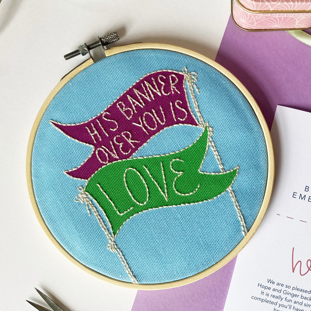 His Banner Over You is Love Christian Embroidery Kit