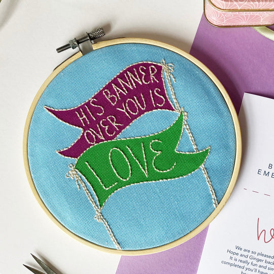 His Banner Over You is Love Christian Embroidery Kit