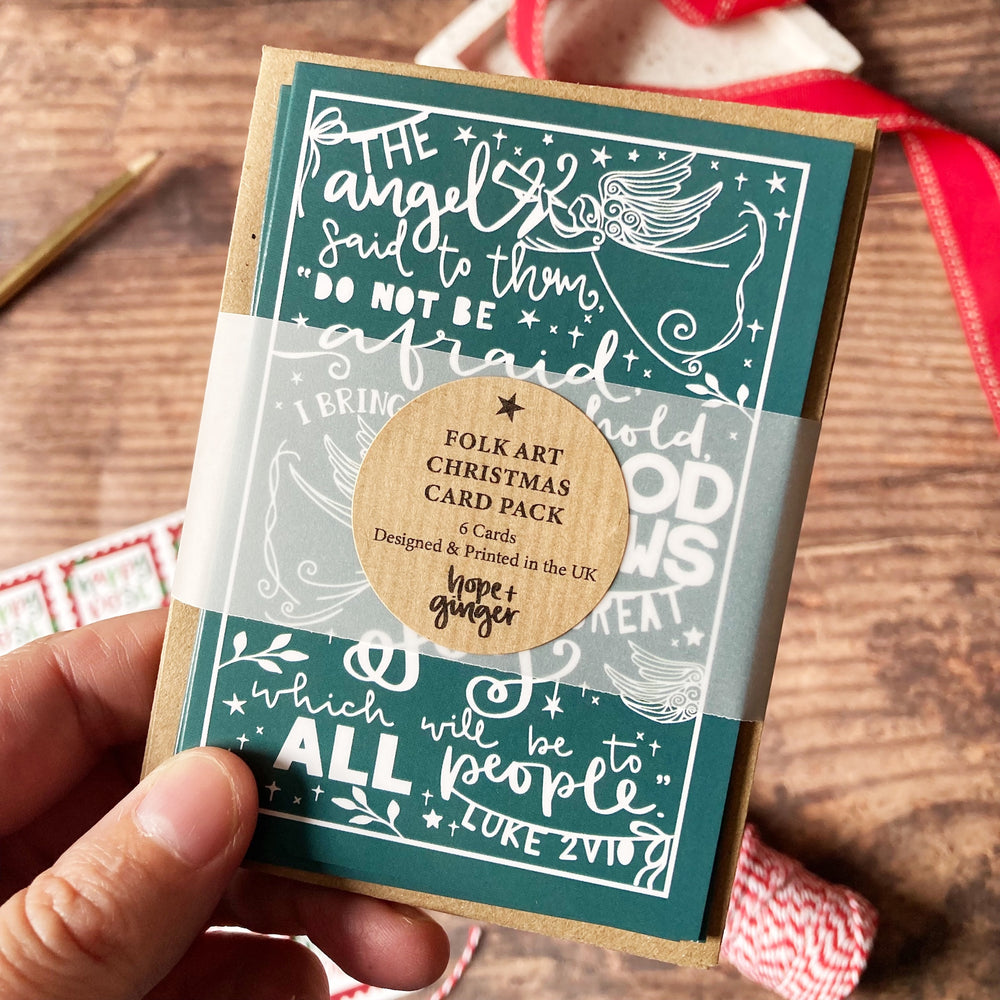 Folk Art Christmas Story Mini Christmas Cards - 6 or 12 Pack