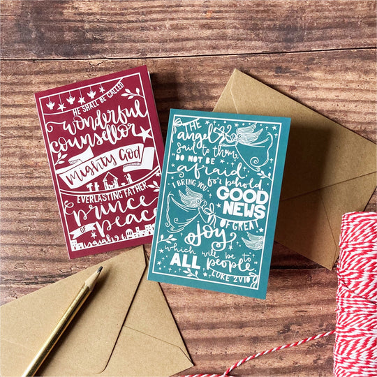 Folk Art Christmas Story Mini Christmas Cards - 6 or 12 Pack