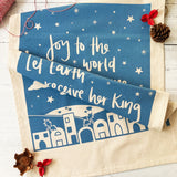 Joy to the World Christmas Tea Towel - Organic and Fairtrade