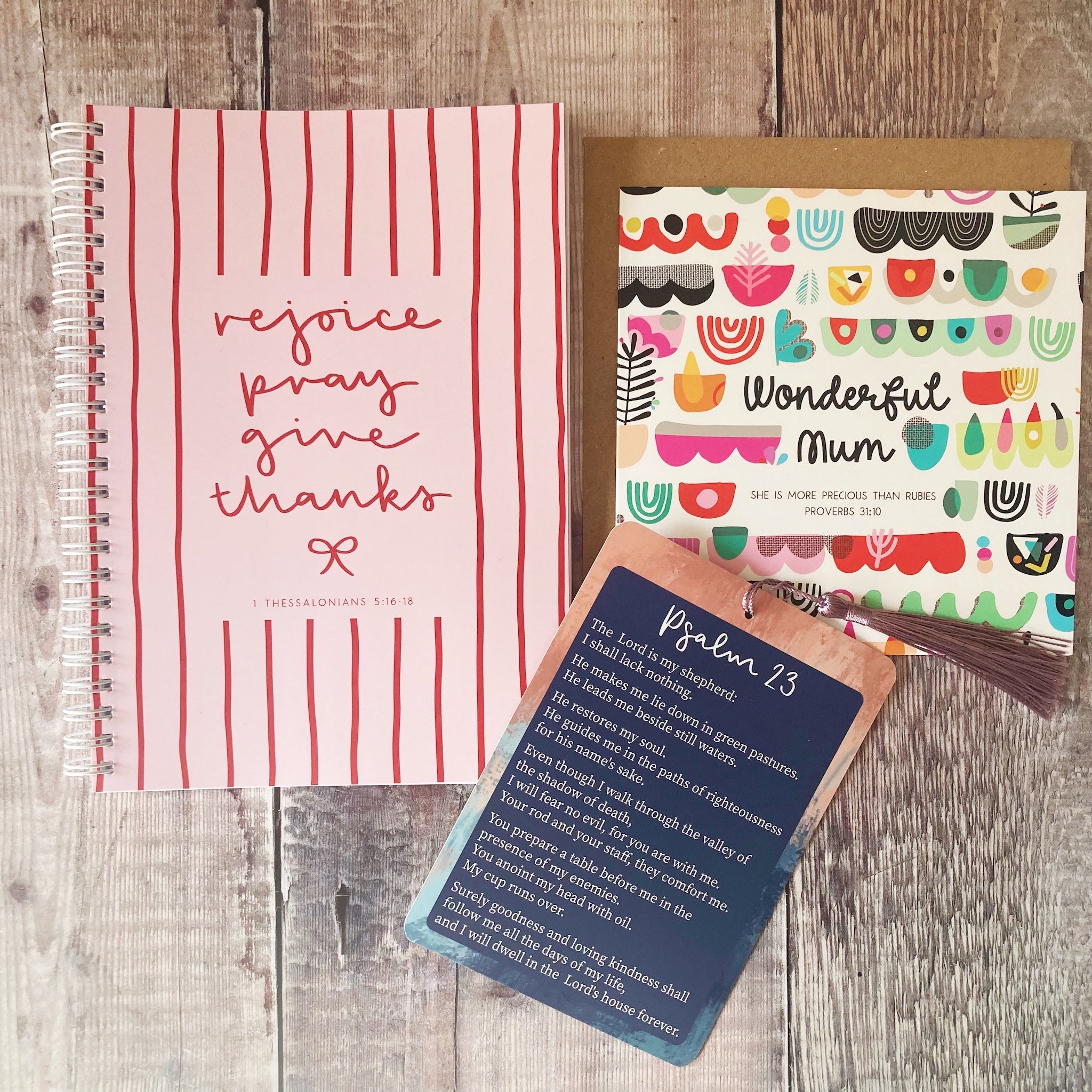 journal, card and prayer card