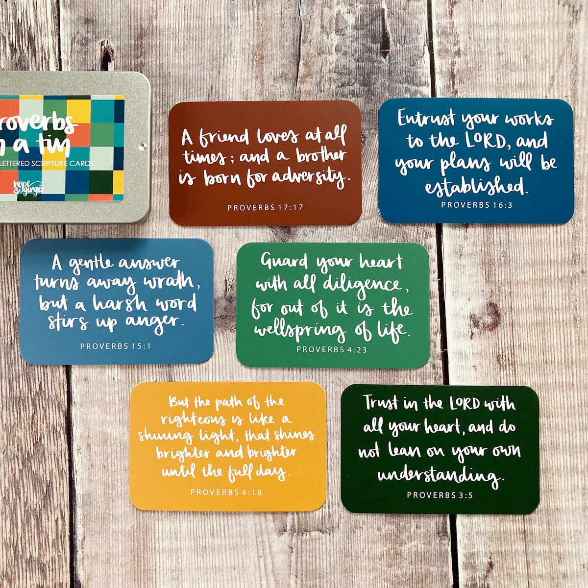 Hand Lettered Scripture Cards Proverbs in a Tin - 15 Hand-Lettered Scripture Cards – Hope and Ginger