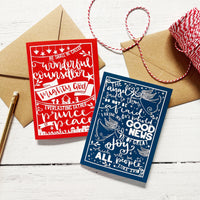 Folk Art Christmas Story Christmas Cards - 4 or 8 Pack
