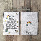 A5 63 page family prayer journal with fun illustrations on the front and back