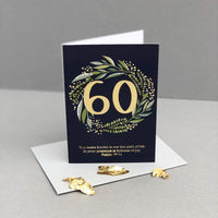 Christian 60th birthday card - gold foil Psalm 16:11 - card standing