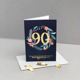 Christian 90th birthday card with gold foil and Psalm 118:24 - card standing