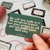 The Christmas Story in a tin - 24 Hand-Lettered Scripture Cards