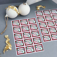 happy post Christmas stickers - red and green with holly - sticker pack