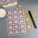 happy post Christmas stickers - red and green with holly - sticker sheet