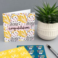 floral hand lettered congratulations card - standing
