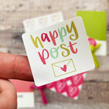 Pink and Green Happy Post Sticker Set (30 or 60 Stickers)