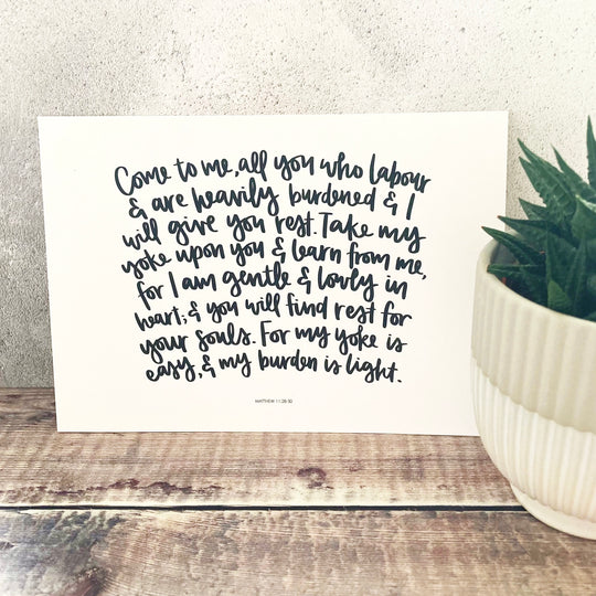 I Will Give You Rest Print - Matthew 11:28-30