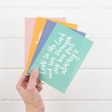 Pastel coloured pack of 4 prayer postcards