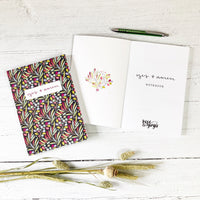 burgundy foliage design hand lettered notebook with yes and amen on the front 