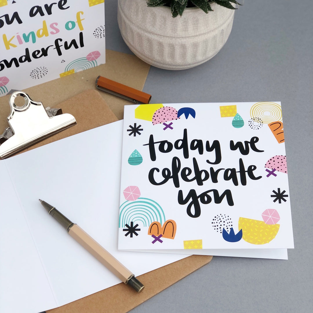 today we celebrate you unisex birthday card